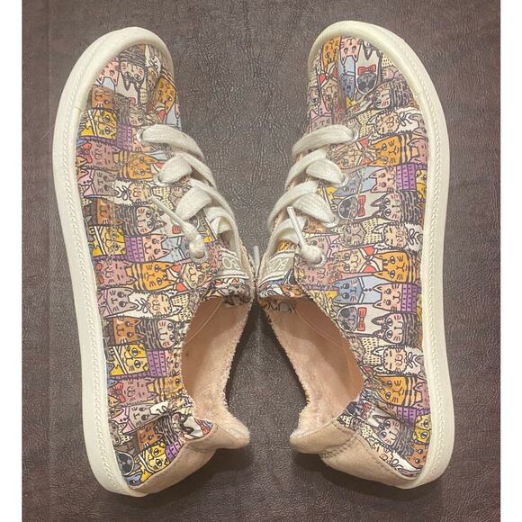 Skechers BOBS Memory Foam Cat Print Sneakers Women’s Size 7.5 Slip On Shoes - Picture 4 of 9